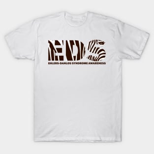 Ehlers-Danlos Syndrome Awareness Typographic Zebra Black T-Shirt